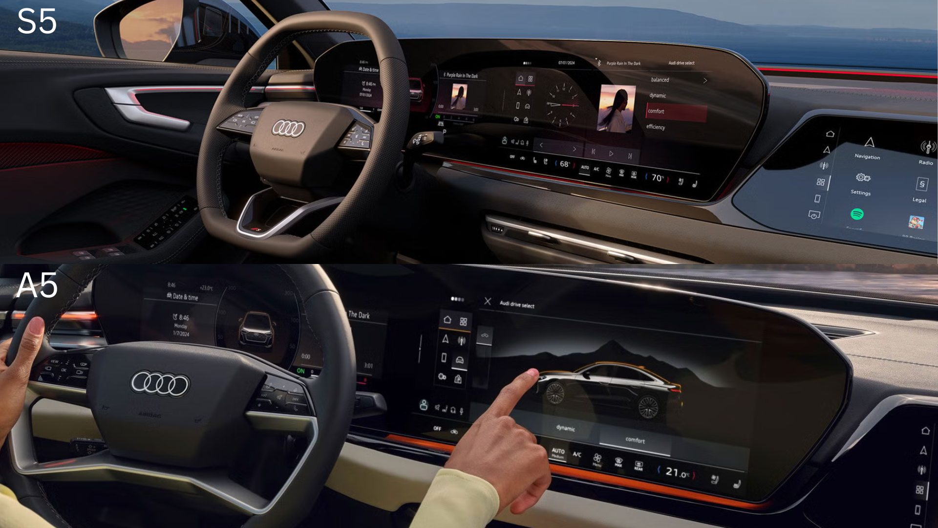 A5 and S5 interior dashboard side by side comparison